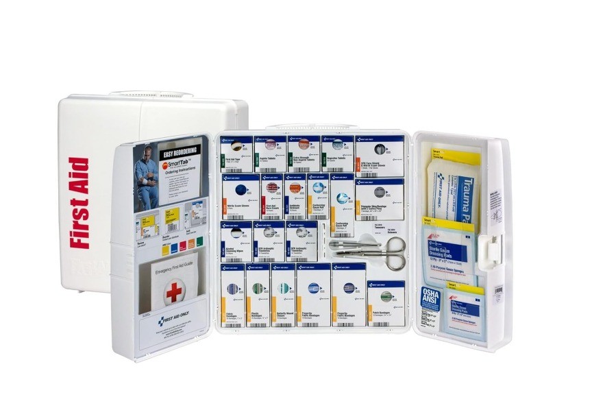 First Aid Only 1000-FAE-0103 50-Person SmartCompliance OSHA First Aid Kit for Businesses, Large Plastic First Aid Cabinet with Medications, 245 Pieces
